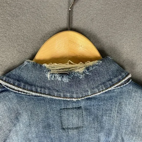 Joe's Biker Trucker Vest Womens Large Blue Denim Grunge Classic Moto Vintage - Picture 9 of 16